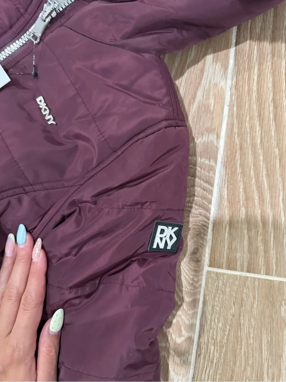 DKNY Girls 6X Hooded Reversible Puffer Jacket NWT Burgandy